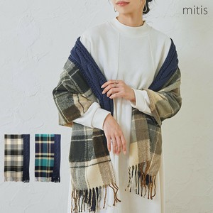 マフラー ストール ケーブル チェック 異素材 秋 冬 羽織