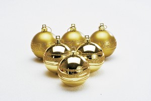 クリスマス60mm　ゴールドラインボール（6個入り）