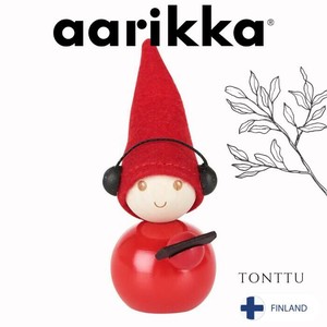 aarikka とんがり赤帽子の妖精 TONTTU 【音楽好き MUSA】9cm（フィンランド・輸入・北欧 インテリア 雑貨）