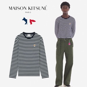 Maison Kitsune メンズ ロングTシャツ 長袖 NAVY ボーダー メゾンキツネ