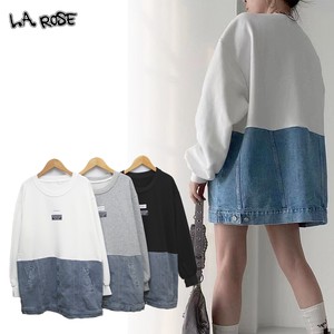 Sweatshirt Pullover Brushed Tops Switching Autumn Winter New Item