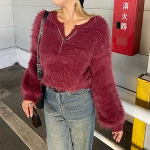 毛衣/针织衫 羽毛 锁眼领 粗毛 立即发货