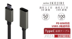 エアリア 池尻2丁目 世田谷電器シリーズ TypeC USB 3.1 50cm 100cm 延長 メッシュ 高速充電 PD対応