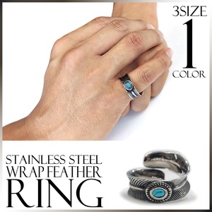 Stainless-Steel-Based Ring Pudding Stainless Steel Feather Men's