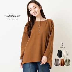 T-shirt Pullover Oversized Plain Color Long Sleeves Ladies Cut-and-sew