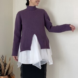 Sweater/Knitwear Asymmetrical Slit Set