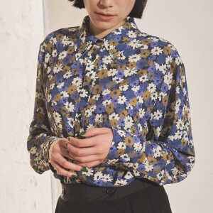 Button Shirt/Blouse Flower Print Slit