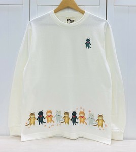 L/S(長袖)Tシャツ☆ラウンド9匹のネコ（裾プリント）【猫】