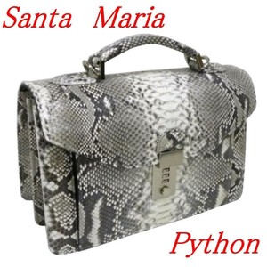 パイソン セカンド バッグ 蛇革 メンズ(ナチュラル）艶有り Santa Maria サンタマリア製