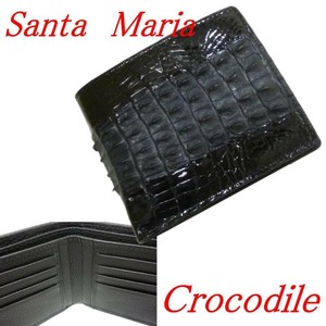 クロコダイル 財布 大容量カード入れ メンズ 二つ折り 背鰐テール 折財布 Santa Maria サンタマリア製