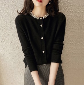 Sweater/Knitwear Knitted Plain Color Long Sleeves Ladies'