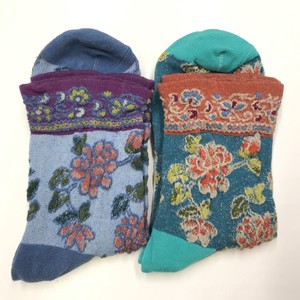 Crew Socks Colorful Socks Flowers Ladies'