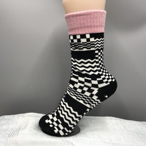 Crew Socks Pink Check Socks Monochrome Ladies