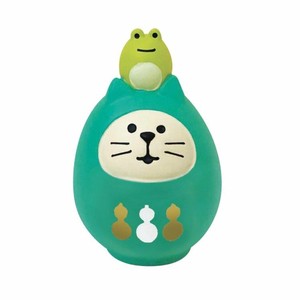 【マスコット】FUKUMONO concombre マスコット 開運カラー猫だるま 緑