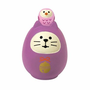 【マスコット】FUKUMONO concombre マスコット 開運カラー猫だるま 紫