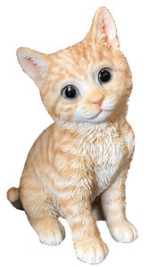 おすわり猫（茶）13643【猫】オブジェ エクステリア 置物　ネコ