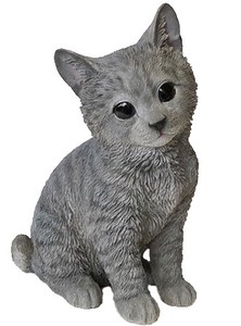 おすわり猫(グレー）13642【ネコ】オブジェ エクステリア ガーデニング　置物