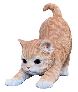 伸びネコ（茶トラ）15309　オブジェ エクステリア ガーデニング　猫　置物