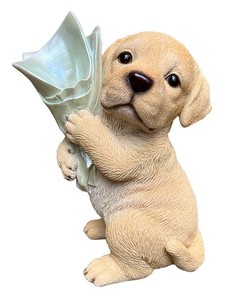 子犬のブーケ（レトリバー）15201【犬】オブジェ エクステリア ガーデニング　イヌ　置物