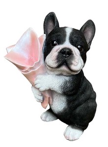 子犬のブーケ（フレンチブルドッグ）15202【犬】オブジェ エクステリア ガーデニング　イヌ　置物