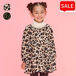 Kids' Casual Dress Design Flare Leopard Print 100% Cotton Tiered