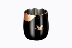 漆磨二重ダルマカップ かがやき（黒）【日本製 ステンレス製 熟練された職人技】