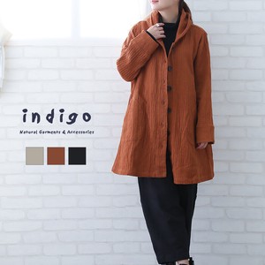 Coat Faux Hooded Half Coat Cotton Indigo Autumn/Winter 2023