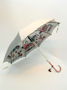 通年新作）雨傘・長傘-婦人　甲州産両面裏ホグシ織中世の街柄日本製金骨ジャンプ傘