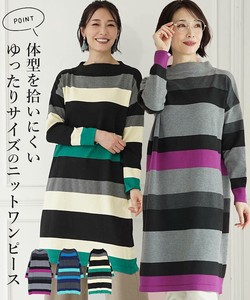 Sweater/Knitwear Multi Border Mock Neck Knit Dress