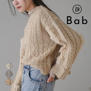 Sweater/Knitwear Accented Rabbit Fur Special price