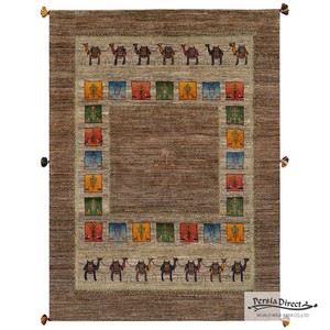 ギャッベ　ペルシャ　イラン　オーガニックウール　絨毯　ラグサイズM（約150×200cm）　G1180　151×203cm