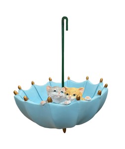 アンブレラキャット15349【猫】オブジェ ガーデニング 庭 置物 装飾 傘