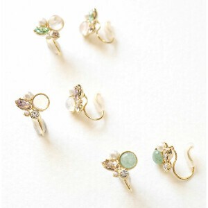 Clip-On Earrings Natural Stone Bijoux Made in Japan
