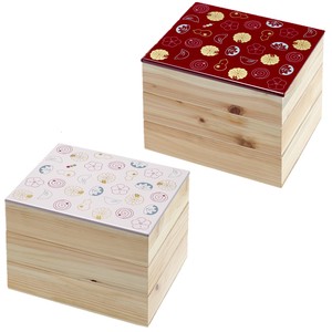 ☆ナチュラルな檜の香り【ヒノキ・JAPAN】Njeco汎・三段重箱　和菓子　2種