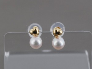 Pierced Earring Gold Post Pearls/Moon Stone 5mm Made in Japan