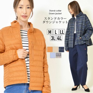 Jacket Plain Color Lightweight Check Stand-up Collar Casual L M