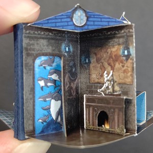 AQUAMARINE miniature POP-UP book handmade kit