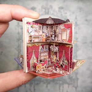 Collaged House miniature POP-UP book handmade kit