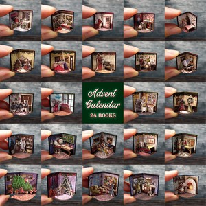 Advent Calendar 24 books miniature POP-UP book handmade kit