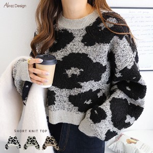 Sweater/Knitwear Pullover Jacquard Knitted Cropped Floral Pattern