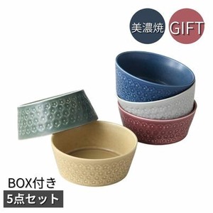 美浓烧 丼饭碗/盖饭碗 礼盒/礼品套装 5个每组 日本制造