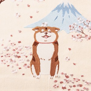 刺繍タペストリー　桜富士柴犬