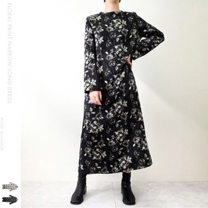 Casual Dress Pudding Floral Pattern Long One-piece Dress