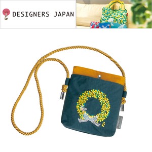 【北村 ハルコ DESIGN】　刺繍ミニポーチ　ミモザのリース