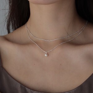 天然珍珠/月光石项链 项链 日本制造