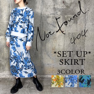 NEW/SK【RooM404】セットアップ対応　オリジナルアートフラワー　シャギージャガードニットスカート