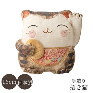 ギフト[化粧箱]染付招き猫 小判 大16cm 日本製