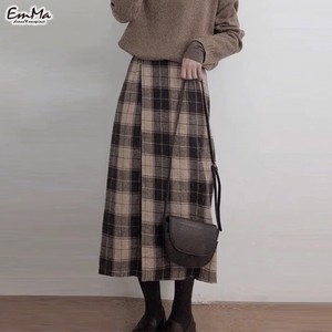 大人チェック☆レトロカジュアルロングスカート  EH2024
