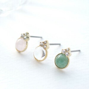 [MUK Dreamy stone] Pierced Earringss Natural Stone Made in Japan