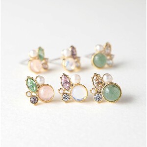 Pierced Earringss Bijoux Natural M Made in Japan